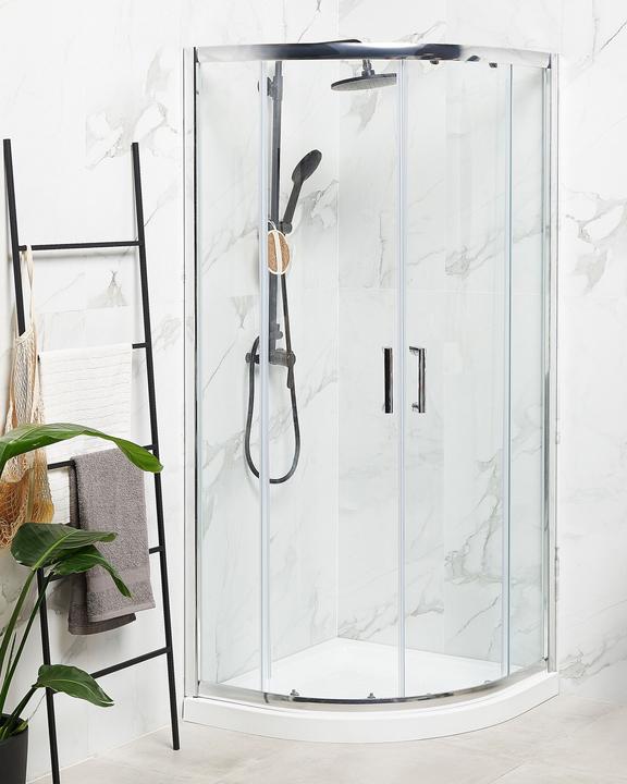 Produktbild Beliani Duschabtrennung aus Temperglas 90 x 90 x 185 cm silber JUKATAN (90 cm, 90 cm, 185 cm)