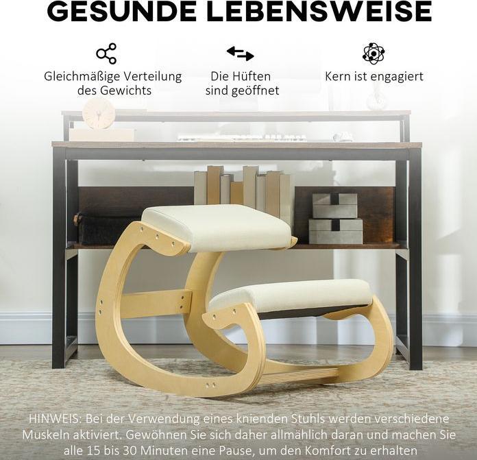 Image du produit Swisshandel24 Ergonomischer, schaukelnder Kniehocker für Homeoffice, zur Verbesserung der Körperhaltung, Creme
