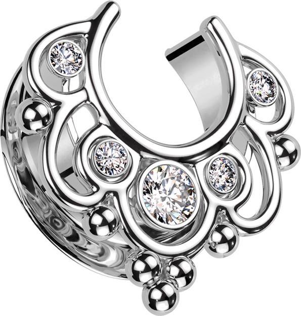 Immagine prodotto Star Piercing Sella fiori d'argento con cristalli d'argento (senza ottone, Acciaio chirurgico 316L)