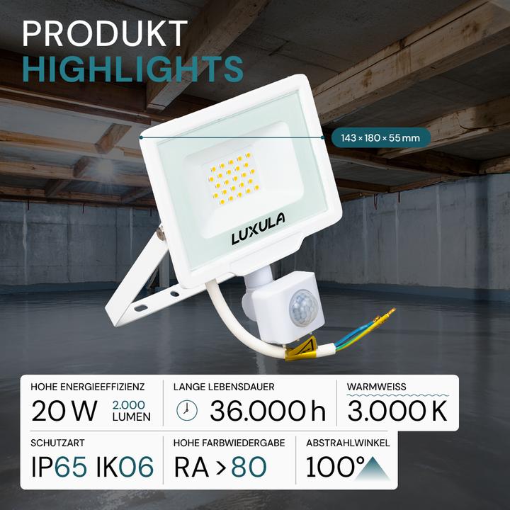 Actual product image Luxula LED floodlight with motion detector (2000 lm, IP65)