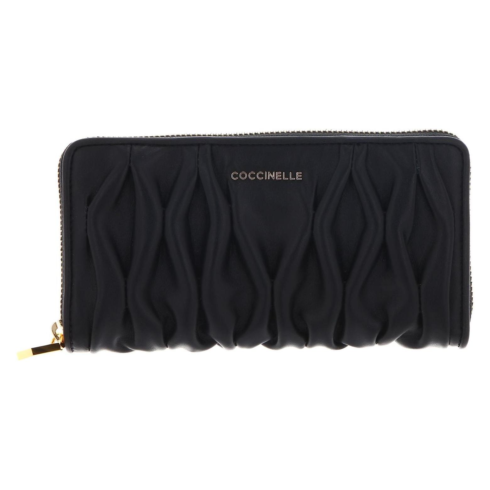 Coccinelle, Damen, Portemonnaie, Metallic Goodie Wallet Smooth Calf Leather Soft, Schwarz