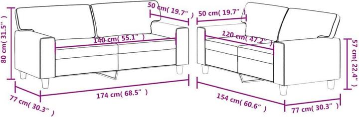 Produktbild vidaXL Sofagarnitur (2-Sitzer)