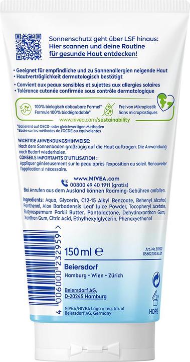 Produktbild NIVEA After Sun sensitive Tb 150ml (150 ml, After Sun Gel)