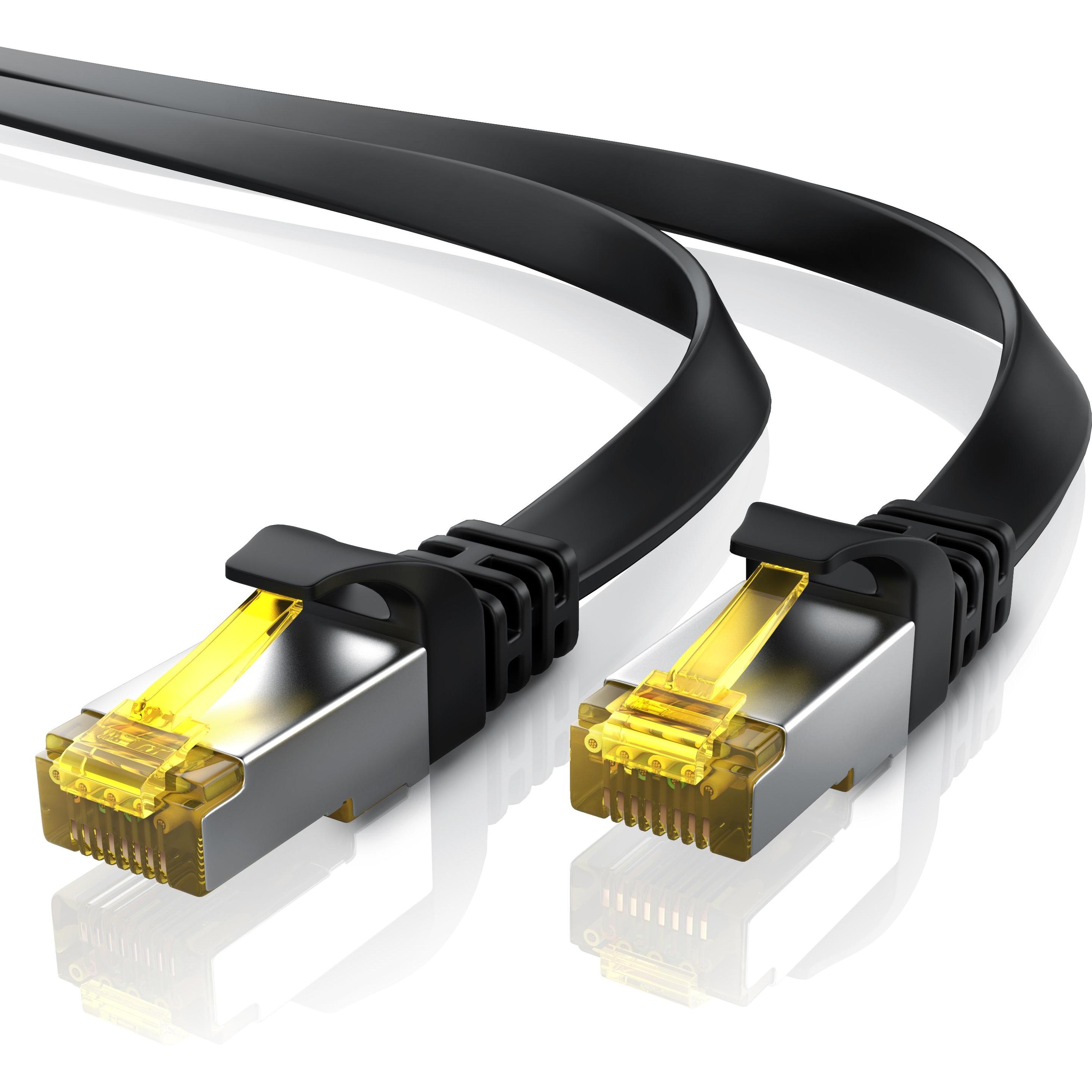 Primewire CAT.7 Netzwerkkabel flach - Ethernet Gigabit Lan Kabel RJ45 - Patchkabel - komp. CAT.5 CAT.6 CAT.8 (U/FTP, CAT...
