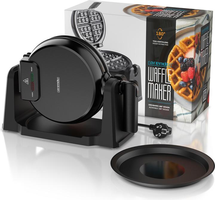Produktbild Arendo Waffeleisen für Waffel mit 17cm Ø, automatische Bräunung, 1000 W, drehbar, Antihaftbeschichtet