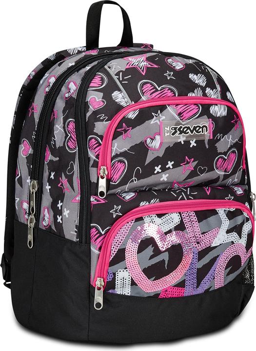 Actual product image Seven Adavanced Pockets Black Fuchsia School Backpack (33 l)