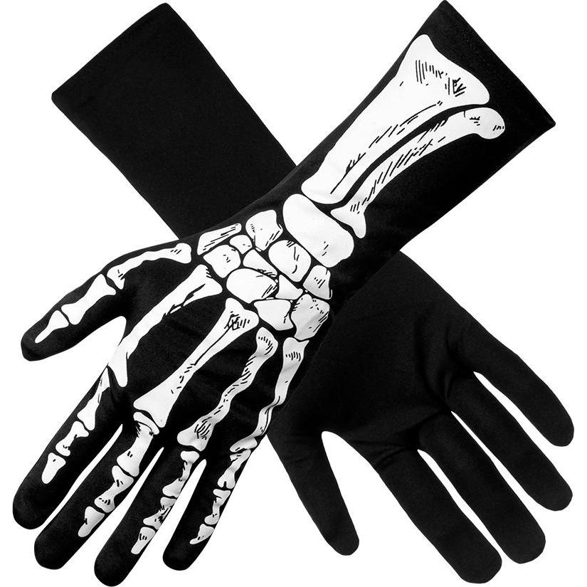 Boland 00824 XL Men's Gloves with Bone Motif Black/White