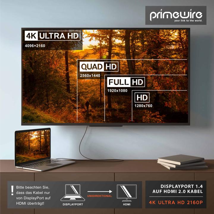 Produktbild Primewire DisplayPort — HDMI (Typ A) (2 m, DisplayPort, HDMI)