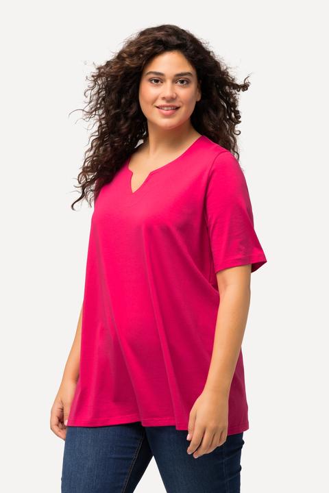 Immagine prodotto Ulla Popken T-shirt dal taglio svasato con scollo a tunica e mezze maniche (42, 44)