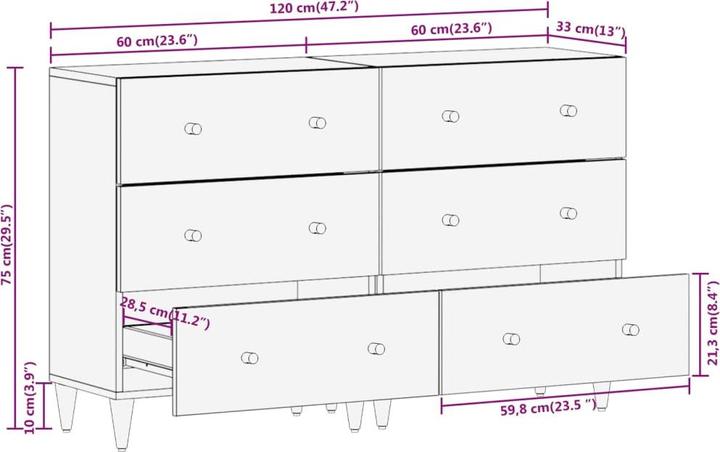 Image du produit vidaXL Beistellschrank (60 x 33 x 75 cm)