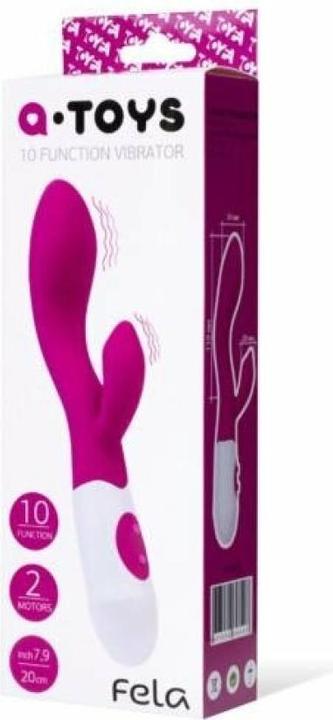 Produktbild Toyfa A-TOYS, Vibrator Fela mit Klitoris-Stimulator, Silikon, Rosa, 20,5 cm, 10 Geschwindigkeiten, 2xAAA