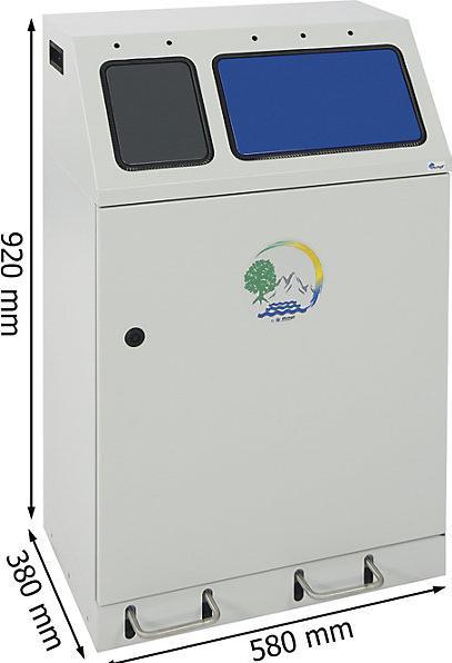 Image du produit Collecteur de tri en acier, capacité 60 + 30 l, DUPLEX, 2 seaux intérieurs, avec (90 l)