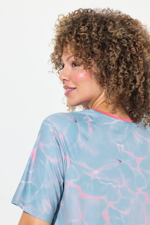 Actual product image Ulla Popken Quick Drying Short Sleeve Wavy Print Tee (42, 44)