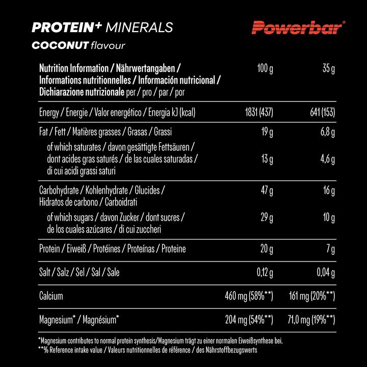 Valori nutrizionali e ingredienti Powerbar proteine più minerali (30 pz., 1050 g)