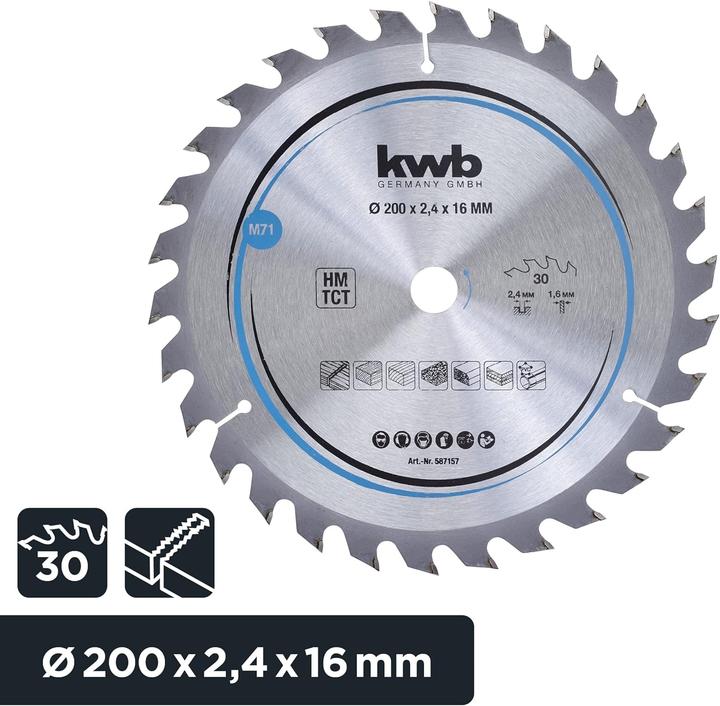 Produktbild kwb Kreissägeblatt HM Mittel Ø 200x16 Z30