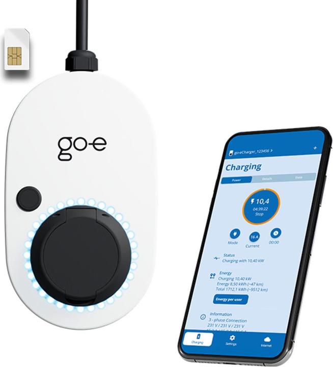 Image du produit Go-E Charger Gemini 2.0 (Type 2, 22 kW, 32 A, Câblé en dur)