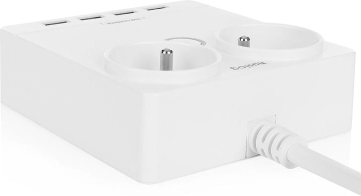 Actual product image Huslog flat extension cord with 2 sockets EMX-190124 (2x, CEE 7/4, 1.50 m)