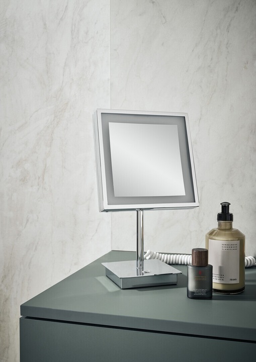 Actual product image Emco LED cosmetic mirror chrome 1 arm 3 compartments