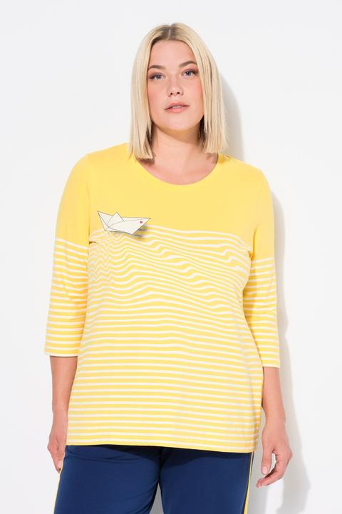 Produktbild Ulla Popken Shirt, Ringel, Papierboot, U-Boot-Ausschnitt, 3/4-Arm (46, 48)