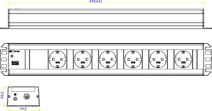 Produktbild Bachmann Steckdosenleiste (6x, CEE 7/3, 2 m)