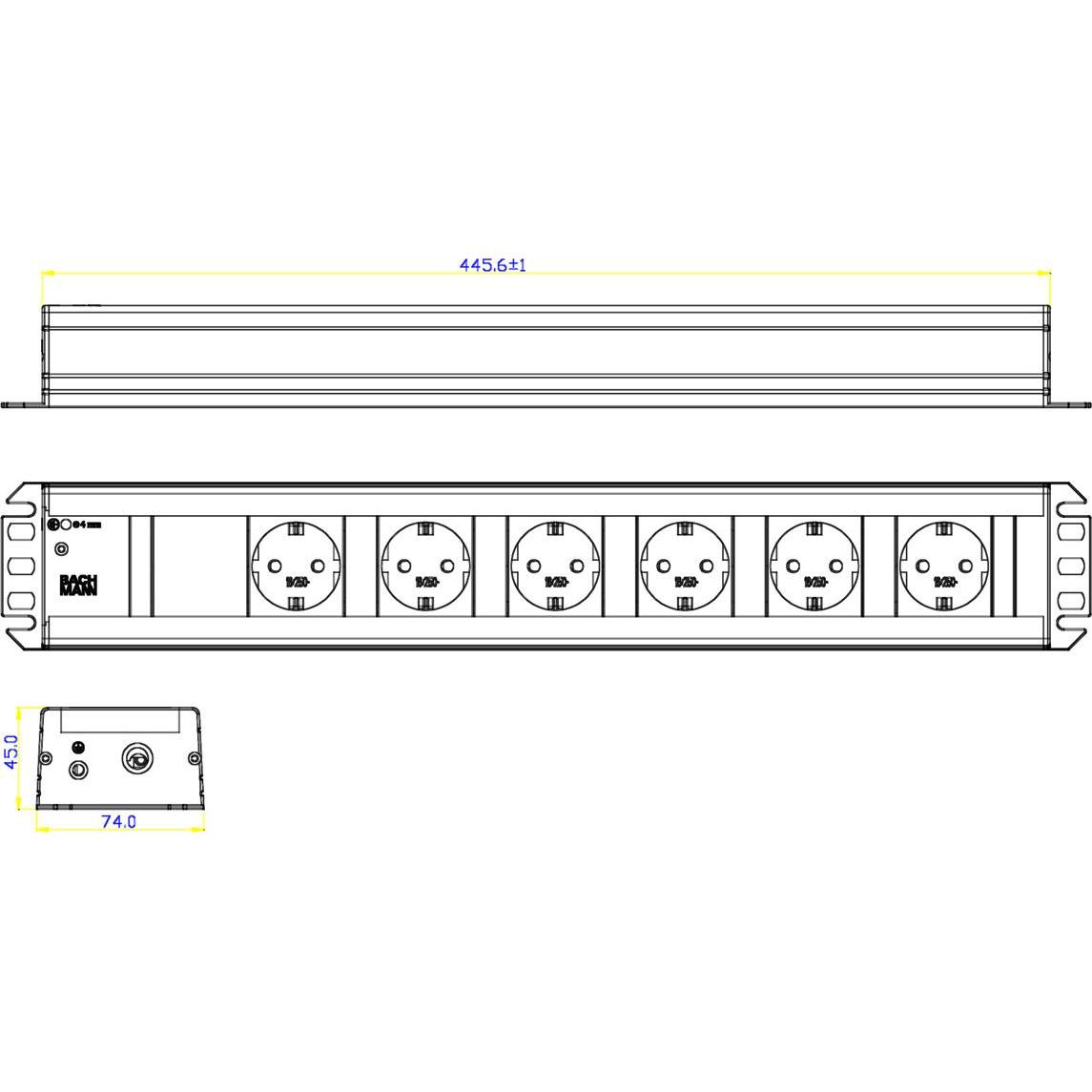Thumbnail - Bachmann, Steckdosenleiste, Verlängerungsschnur (6 x, CEE 7/3, 2 m)