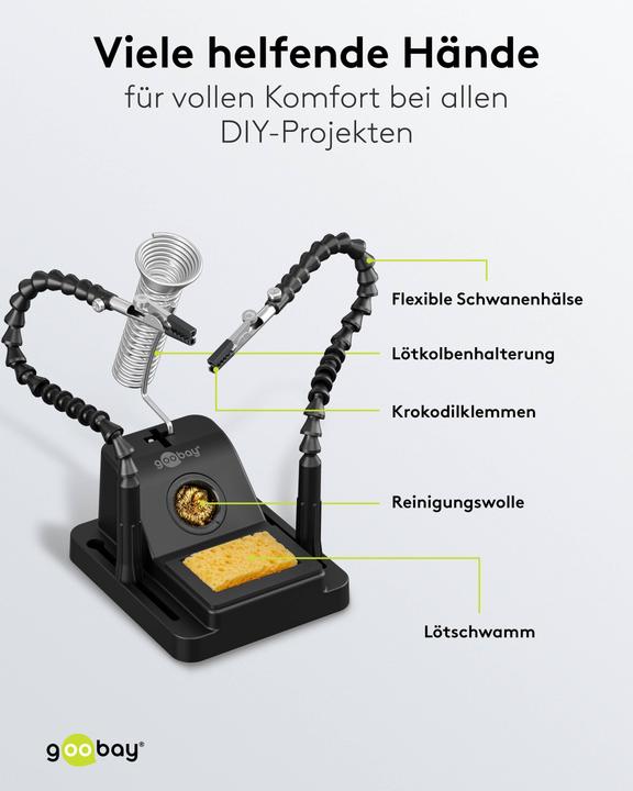 Produktbild Goobay Löthilfe mit Schwanenhals-Armen und Lötkolbenständer (Stütze/Hand)