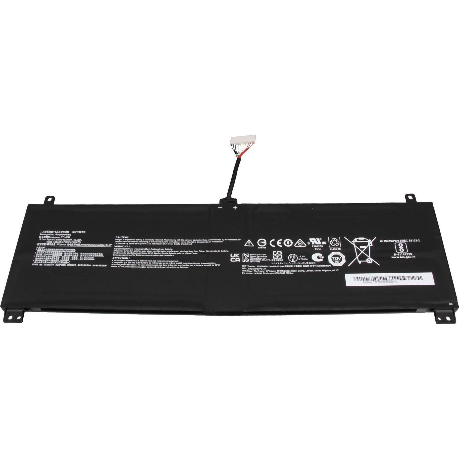 MSI S9NH4J210SB300 (4 Zellen, 5921 mAh), Notebook Akku