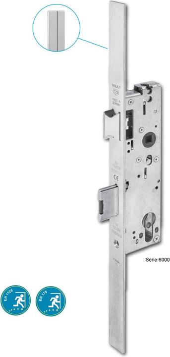 Wilka Anti-panic RR lock, 6667 Reno Fkt. E, single throw 35 mm backset, Din reversible (Profile cylinder)