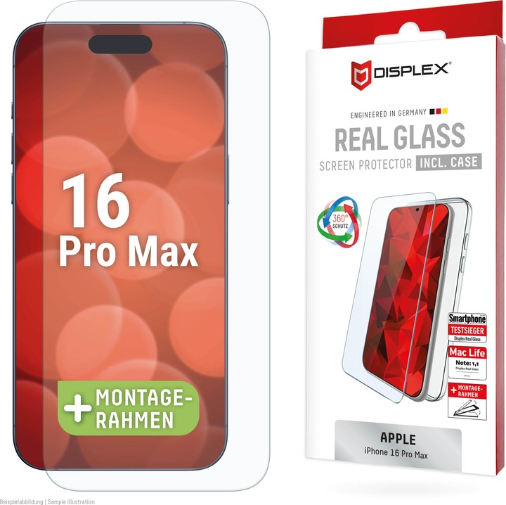 Image du produit Displex Real Glass, 2D Panzerglas + Handyhülle (1 pièce(s), Apple iPhone 16 Pro Max)