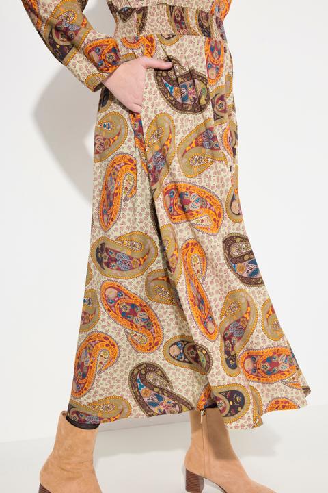 Produktbild Ulla Popken Maxikleid, Paisley, A-Linie, V-Ausschnitt, Langarm (60)