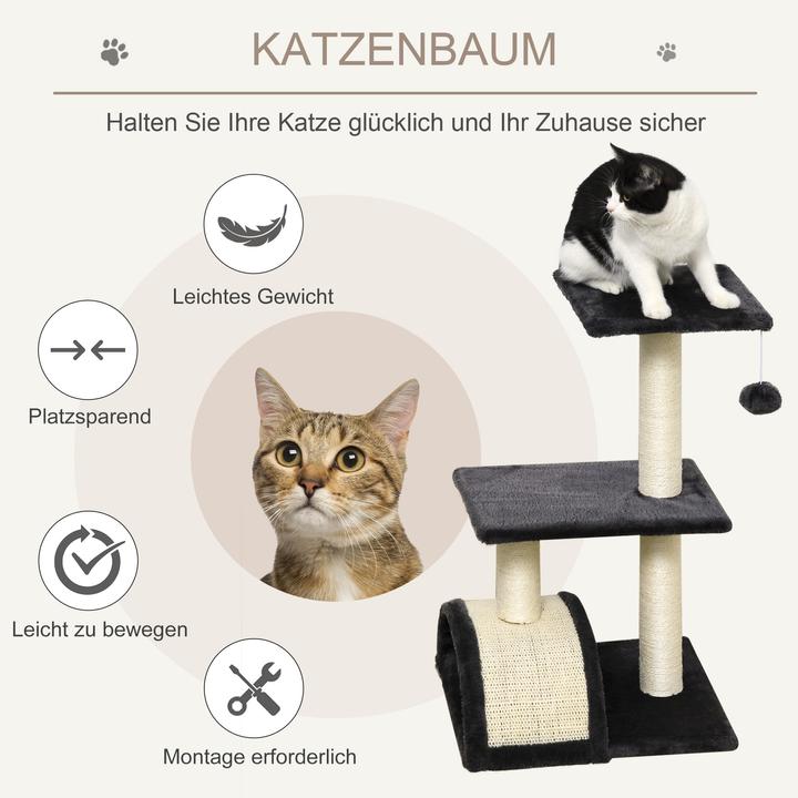 Actual product image Jamb Cat tree (72 cm, Dark grey (plush) + beige (sisal rope))
