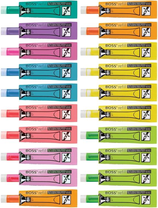Nährwerte und Zutaten STABILO Tinte zum Nachfüllen - BOSS ORIGINAL Refill - 20er Pack - mit 9 verschiedenen Farben (Mehrfarbig, 3 mm, 20 Stk.)