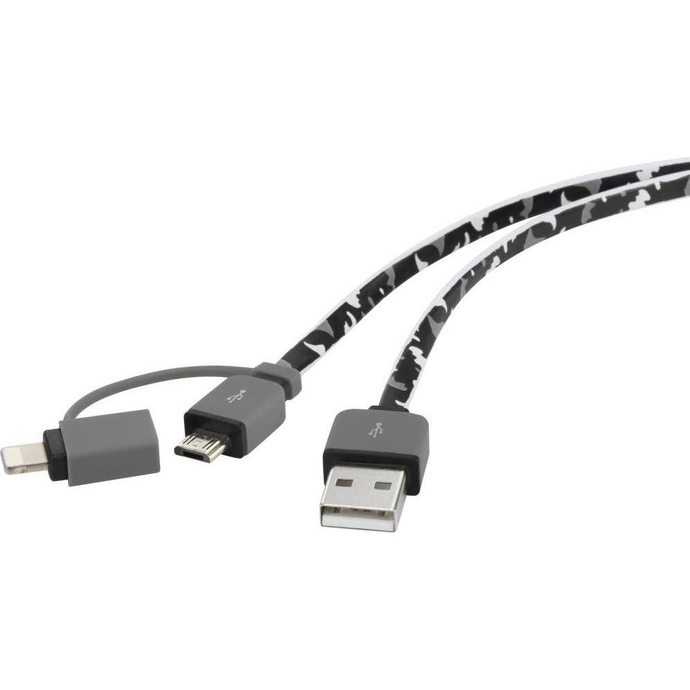 Renkforce Micro-USB/Lightning 2-in-1 Lade- & Sync-Kabel 0.2 m (0.20 m, USB 2.0), USB Kabel