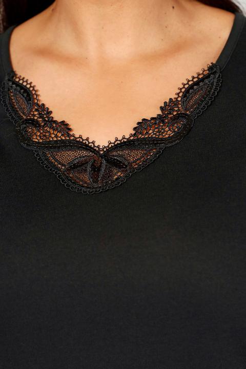 Immagine prodotto Meyermode Top, figurfreundlich, V-Ausschnitt, Spitze, Pailletten (40)