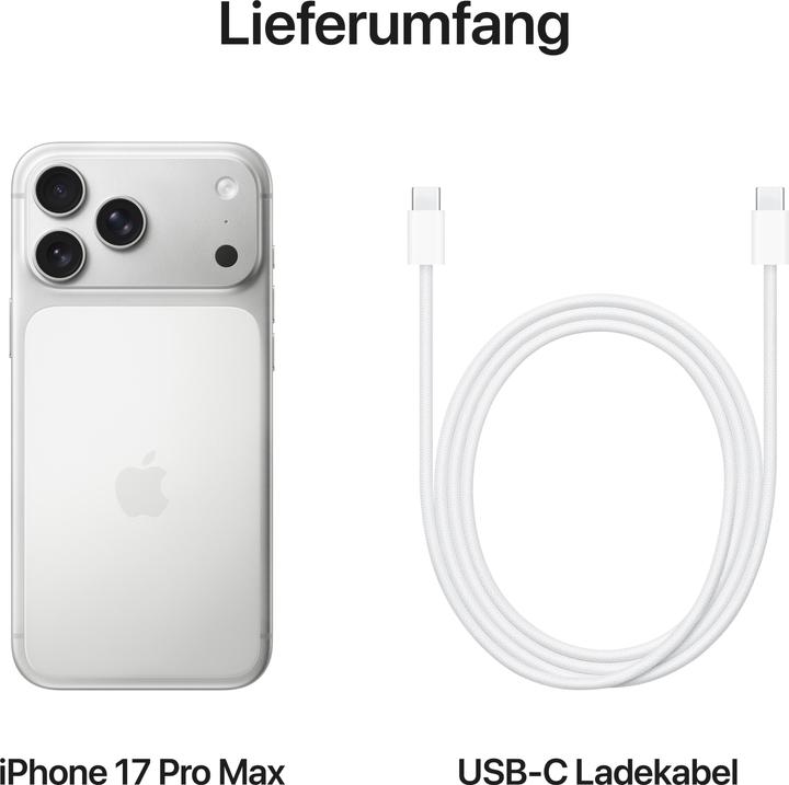 Produktbild Apple iPhone 17 Pro Max (2000 GB, Silver, 6.90", Dual SIM, 5G)