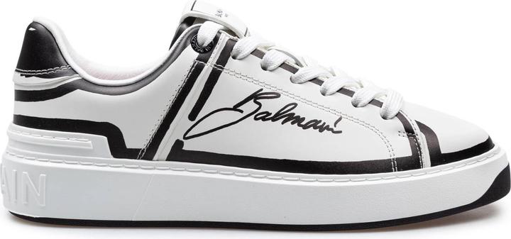 Produktbild Balmain b-court calf leather sneakers color black and white (36)