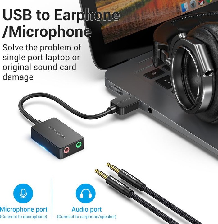 Immagine prodotto Vention Scheda audio esterna USB 2.0 CDYB0 2 porte 0,15 m (USB)