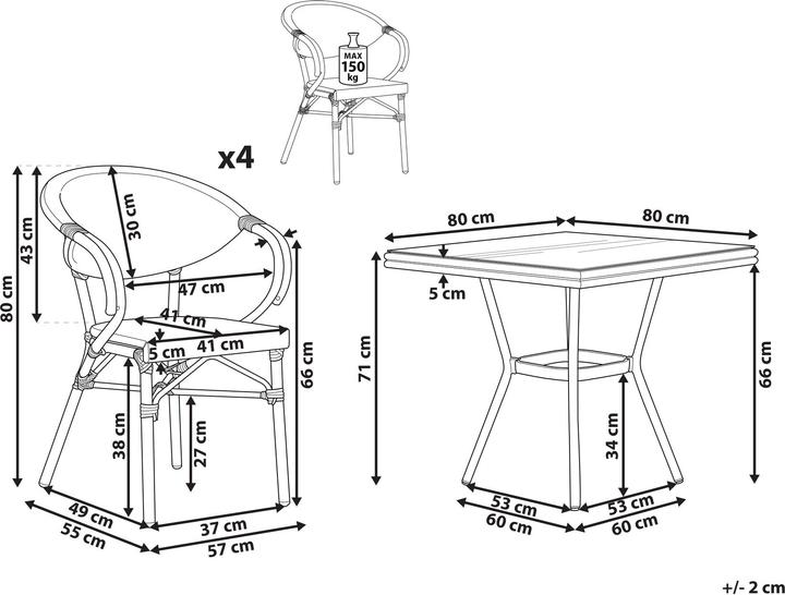 Produktbild Beliani Rifreddo (80 x 80 x 71 cm)