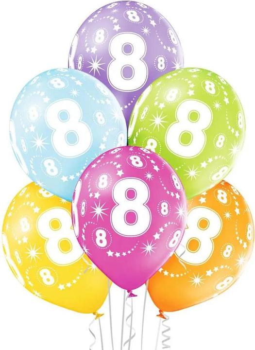 Amscan Balloons assorted, 6 pieces, number 8 (6x)