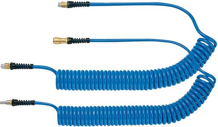 Magni Tubo a spirale in PU blu, raccordo e spina NW7.2 8x5mm 3m LÜDECKE (Tubo a spirale per cavi, 300 cm)