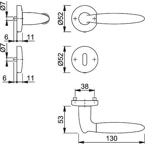 Hoppe, Türgriff + Fenstergriff, Athinai M156/19KV/19KVS Türgriffgarnitur BB (Türgarnitur)