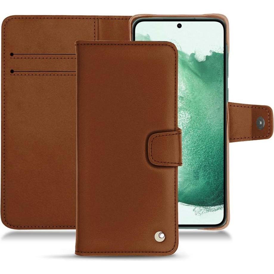 Noreve Lederschutzhülle Wallet (Samsung Galaxy S22+ 5G), Smartphone Hülle, Braun