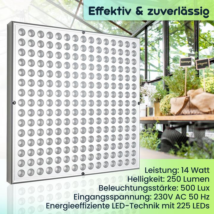Produktbild Casativo 3er-Set Profi Pflanzen-Wachsumslampe, 225 LEDs, 250 Lm, 14 Watt (LED, 240 V)