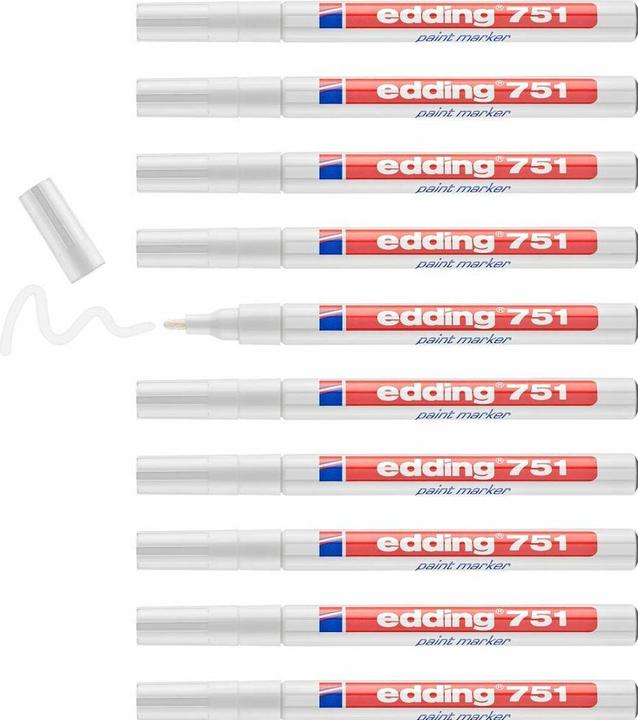 Actual product image Edding Paintmarker ® 751 permanent hvid round spids 1-2 mm - (10 pcs.) (10 x)