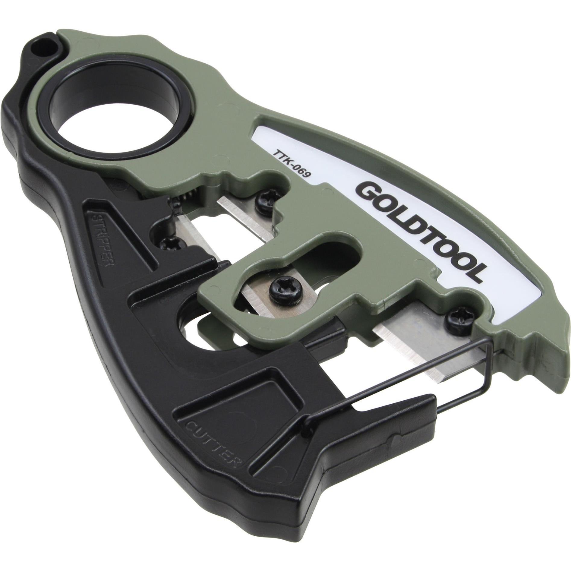 Intos INLINE Universal cable cutter and stripper for LAN/Coax, Netzwerkkarte, Grün, Schwarz