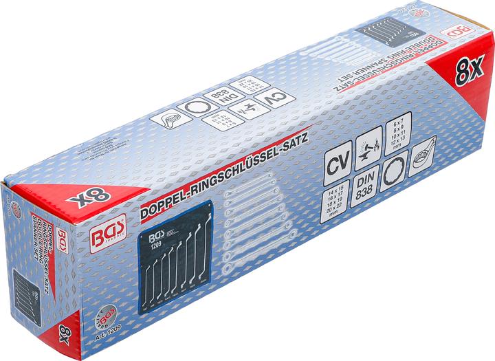Actual product image BGS Double Ring Spanner Set offset 6 x 7 - 20 x 22 mm 8 pcs.