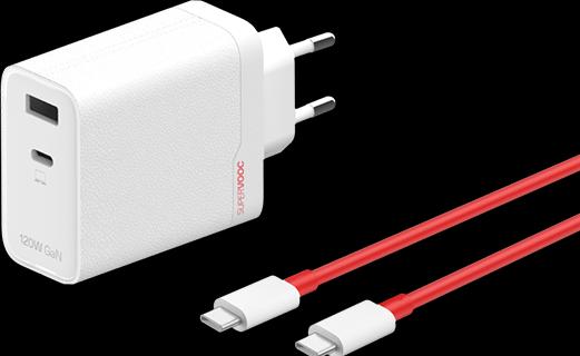Immagine prodotto OnePlus Adattatore SuperVooc a due porte da 120W + cavo (Tipo-C + Tipo-A) - Bianco (120 W)