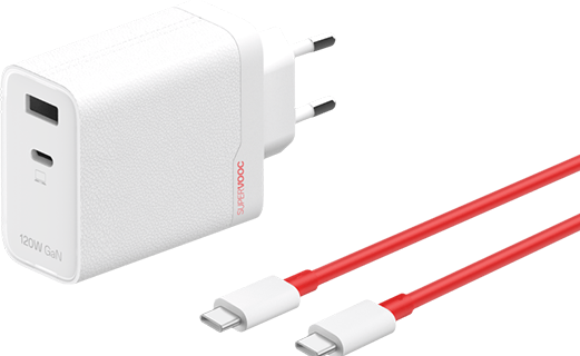 Actual product image OnePlus 120W Dual Ports SuperVooc Adapter + Cable (Type-C + Type-A) - White (120 W)