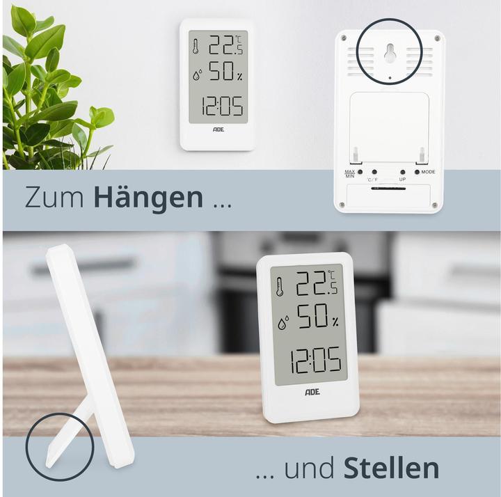 Actual product image ADE Weather station thermo-hygrometer 11 cm, white, functions