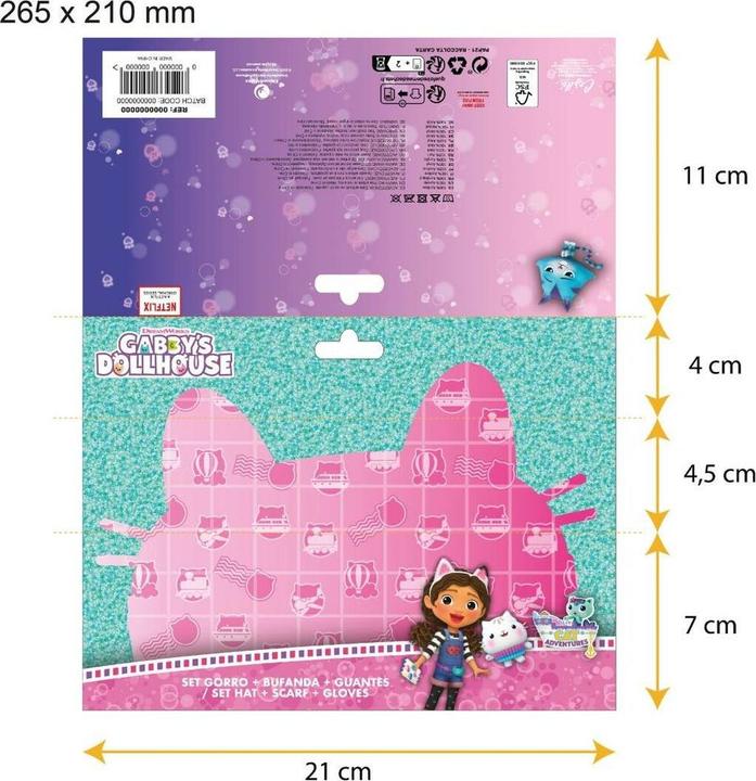 Actual product image Cerdá Gabbys Dolls House winter set snood hat gloves